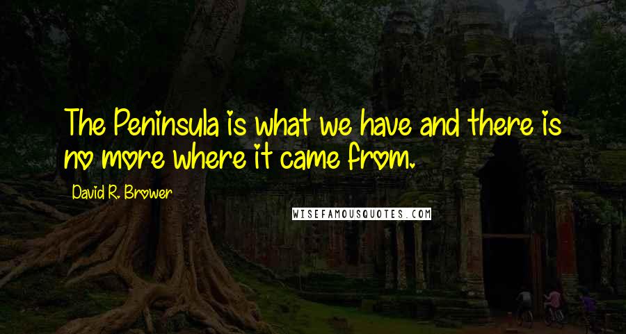 David R. Brower Quotes: The Peninsula is what we have and there is no more where it came from.