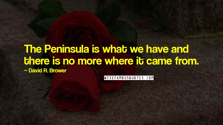 David R. Brower Quotes: The Peninsula is what we have and there is no more where it came from.