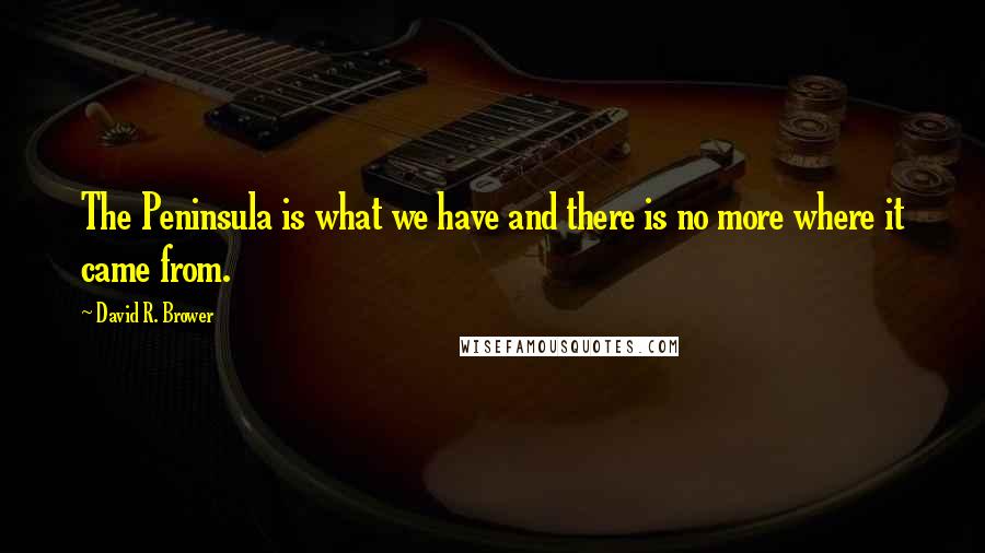 David R. Brower Quotes: The Peninsula is what we have and there is no more where it came from.