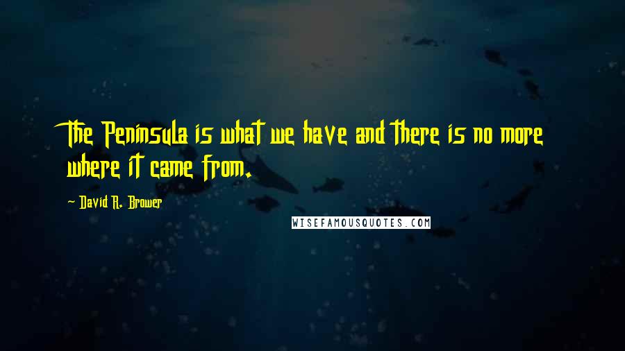 David R. Brower Quotes: The Peninsula is what we have and there is no more where it came from.