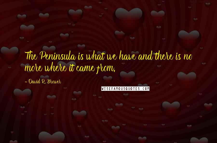 David R. Brower Quotes: The Peninsula is what we have and there is no more where it came from.