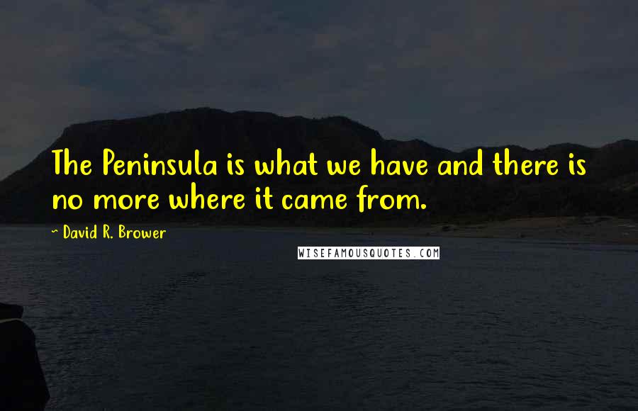 David R. Brower Quotes: The Peninsula is what we have and there is no more where it came from.