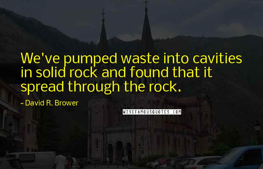 David R. Brower Quotes: We've pumped waste into cavities in solid rock and found that it spread through the rock.