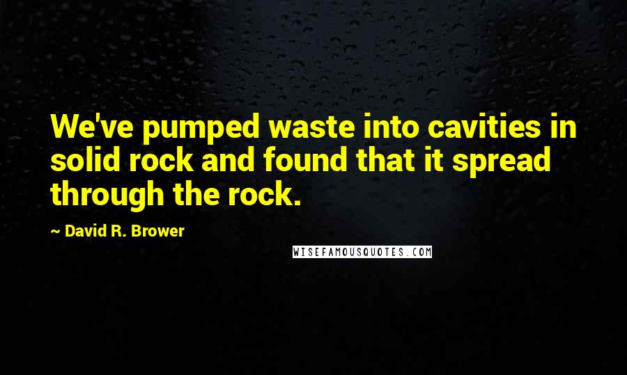 David R. Brower Quotes: We've pumped waste into cavities in solid rock and found that it spread through the rock.