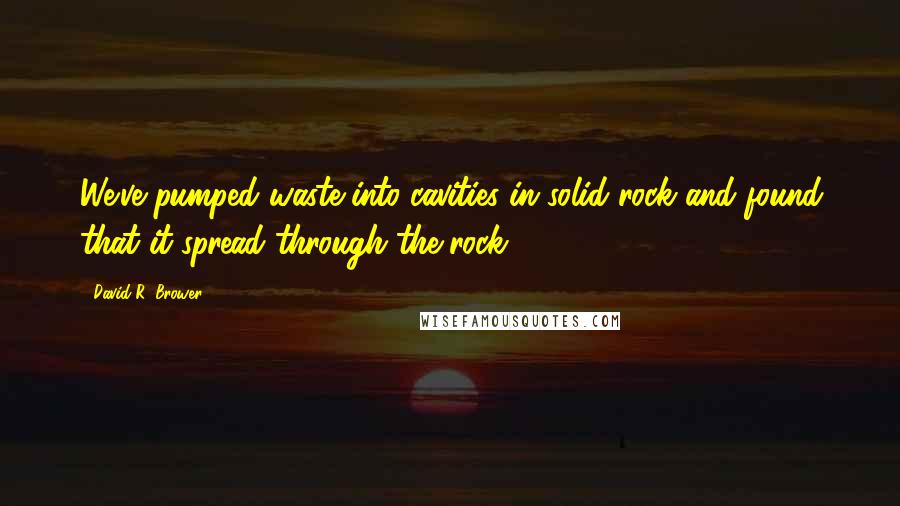 David R. Brower Quotes: We've pumped waste into cavities in solid rock and found that it spread through the rock.