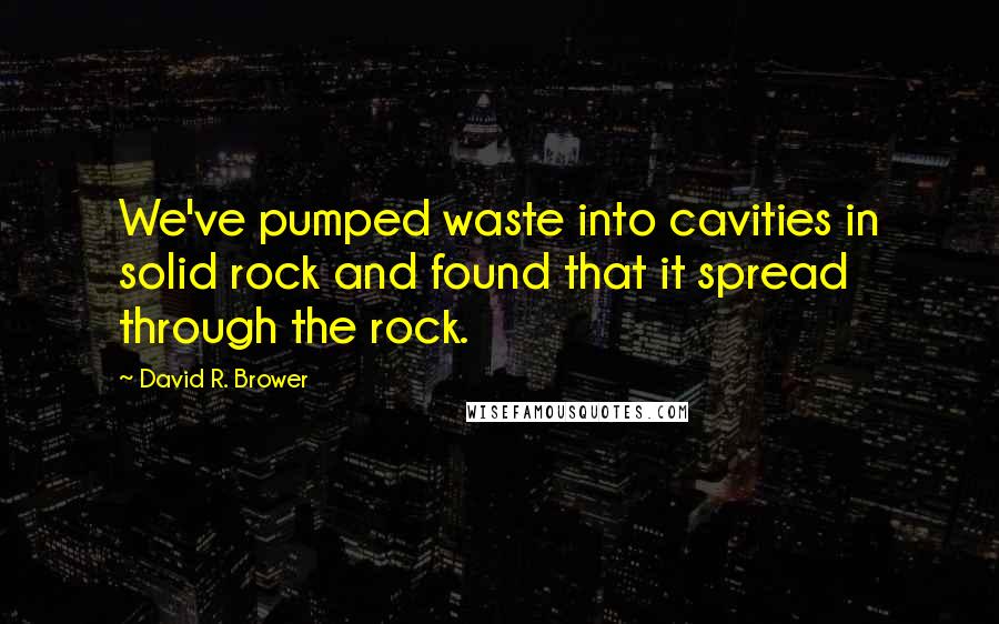 David R. Brower Quotes: We've pumped waste into cavities in solid rock and found that it spread through the rock.