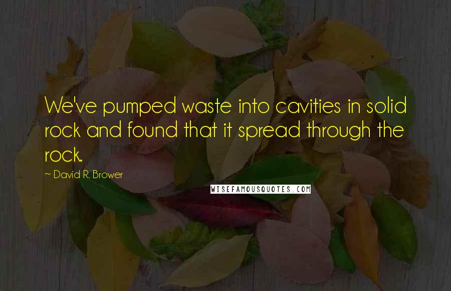 David R. Brower Quotes: We've pumped waste into cavities in solid rock and found that it spread through the rock.