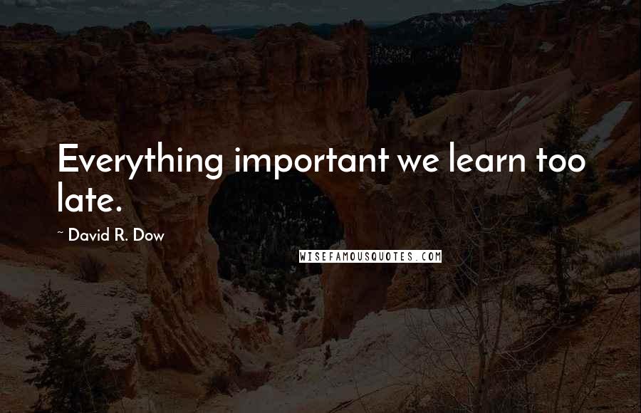 David R. Dow Quotes: Everything important we learn too late.