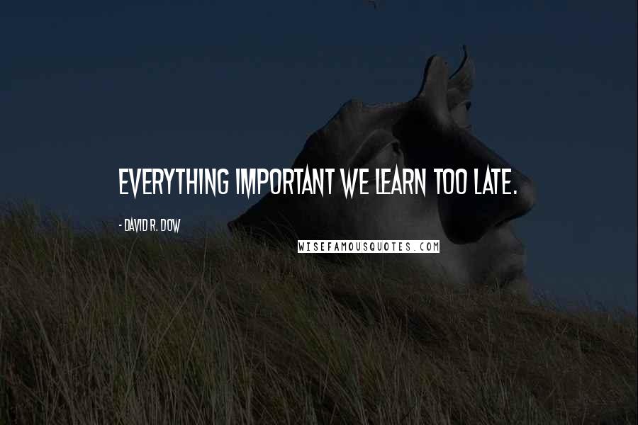 David R. Dow Quotes: Everything important we learn too late.