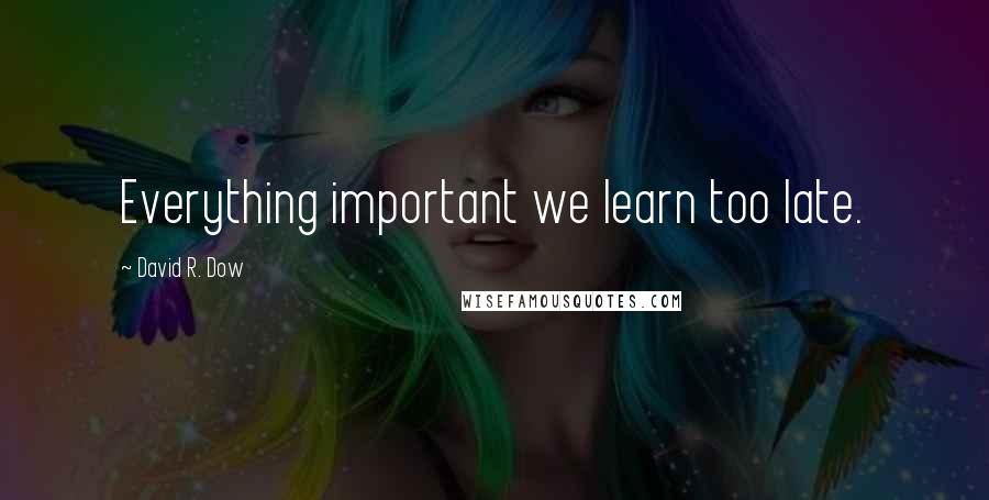 David R. Dow Quotes: Everything important we learn too late.