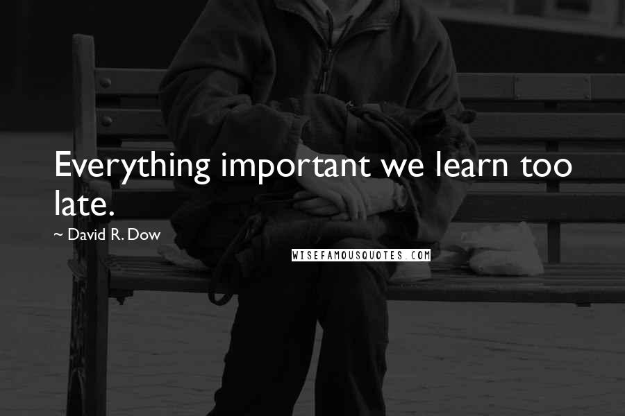 David R. Dow Quotes: Everything important we learn too late.