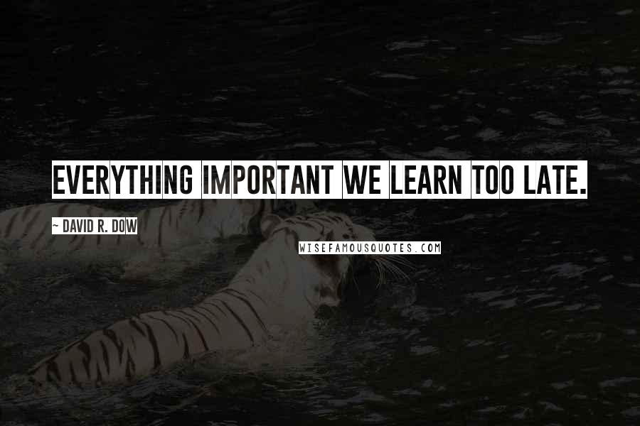 David R. Dow Quotes: Everything important we learn too late.