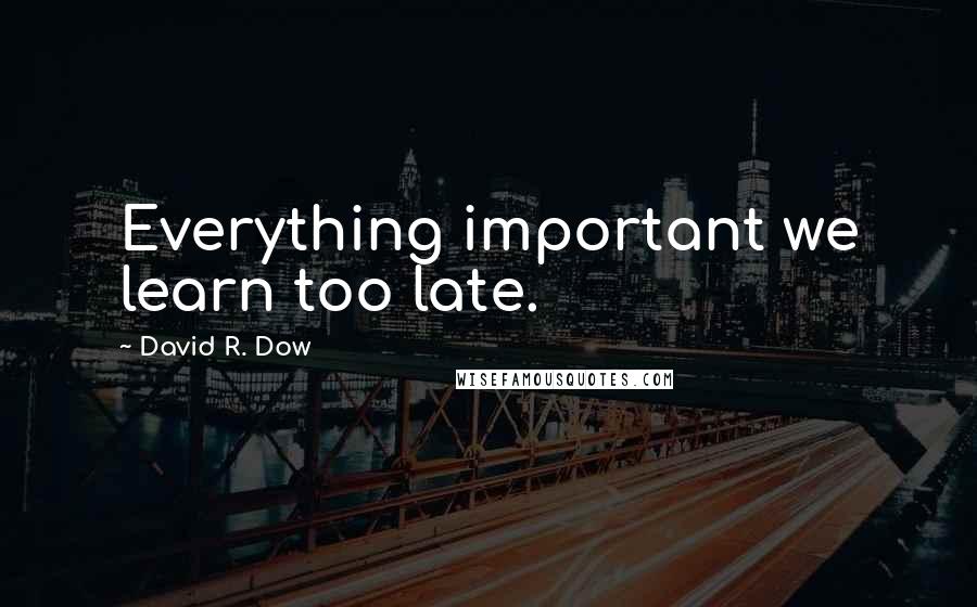 David R. Dow Quotes: Everything important we learn too late.