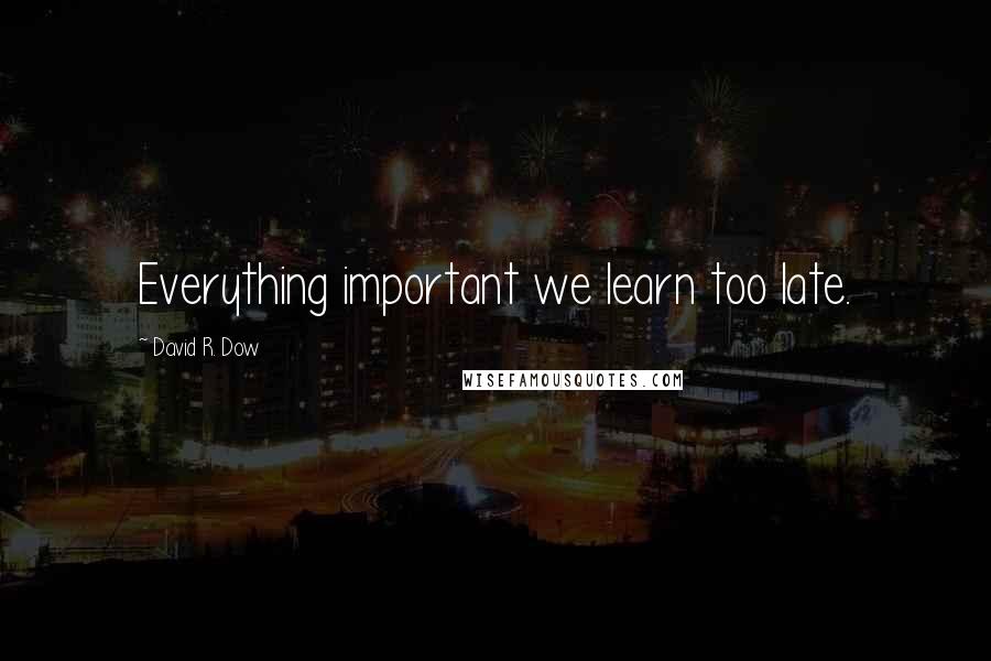 David R. Dow Quotes: Everything important we learn too late.