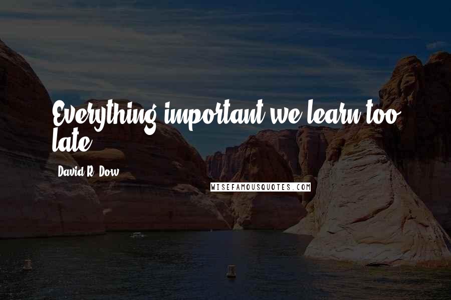 David R. Dow Quotes: Everything important we learn too late.