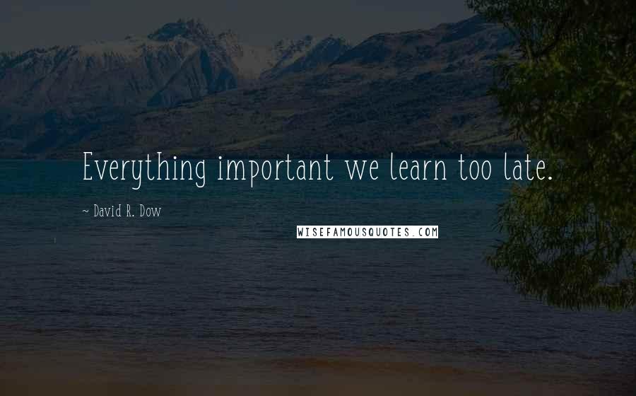 David R. Dow Quotes: Everything important we learn too late.