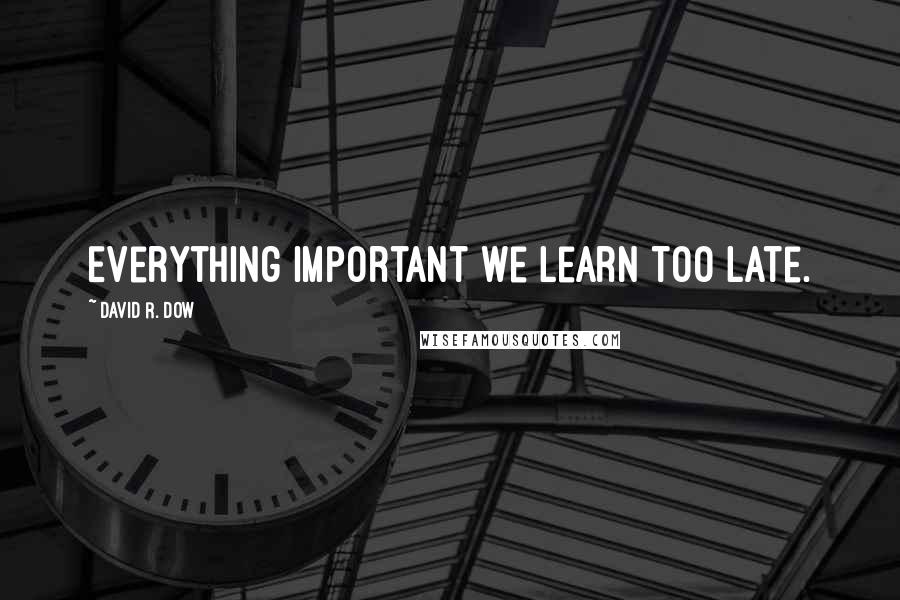 David R. Dow Quotes: Everything important we learn too late.