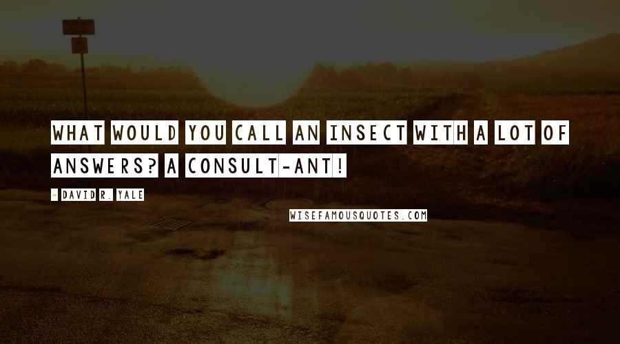 David R. Yale Quotes: What would you call an insect with a lot of answers? A consult-ant!