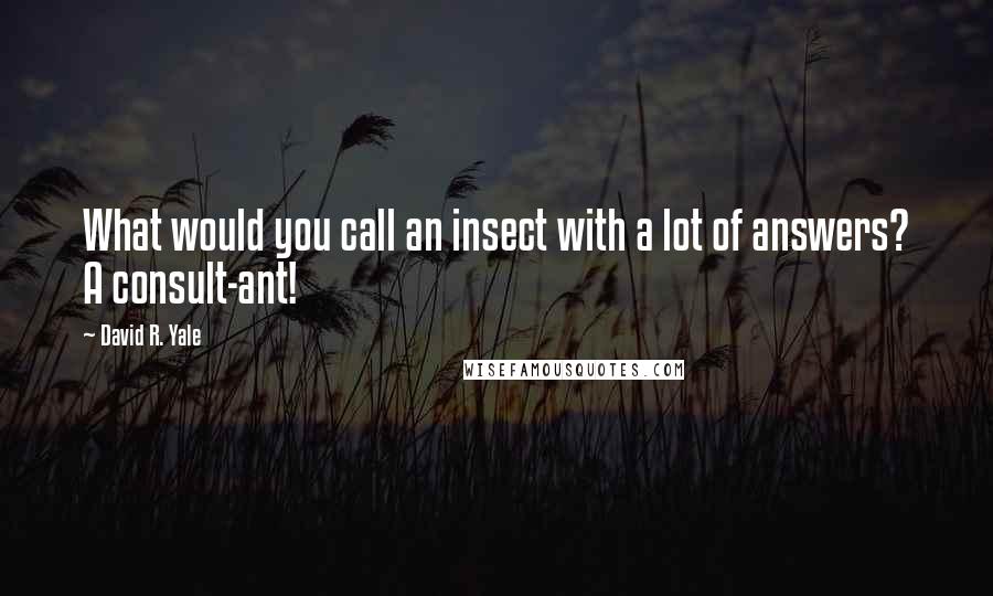 David R. Yale Quotes: What would you call an insect with a lot of answers? A consult-ant!