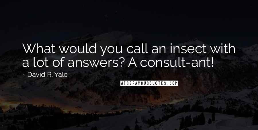 David R. Yale Quotes: What would you call an insect with a lot of answers? A consult-ant!