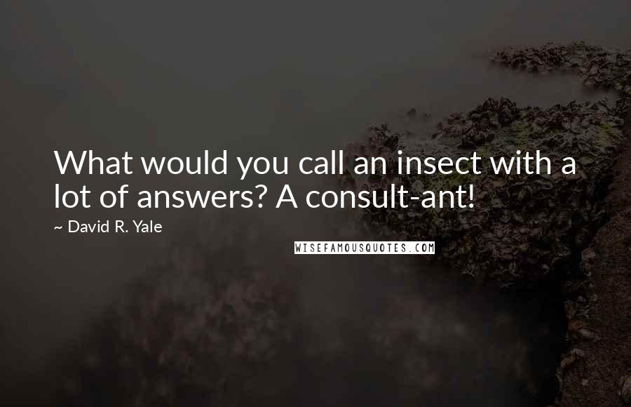 David R. Yale Quotes: What would you call an insect with a lot of answers? A consult-ant!