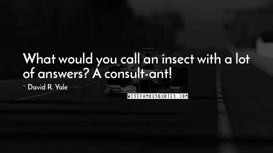 David R. Yale Quotes: What would you call an insect with a lot of answers? A consult-ant!