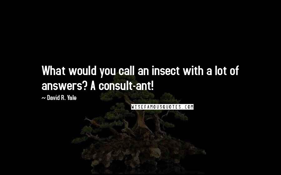 David R. Yale Quotes: What would you call an insect with a lot of answers? A consult-ant!