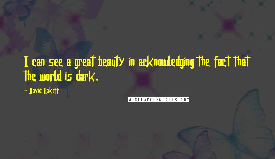 David Rakoff Quotes: I can see a great beauty in acknowledging the fact that the world is dark.