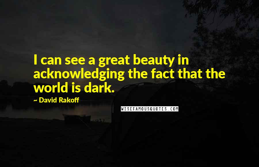 David Rakoff Quotes: I can see a great beauty in acknowledging the fact that the world is dark.