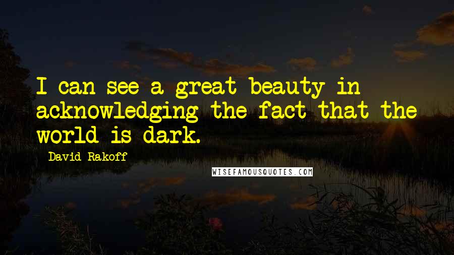 David Rakoff Quotes: I can see a great beauty in acknowledging the fact that the world is dark.