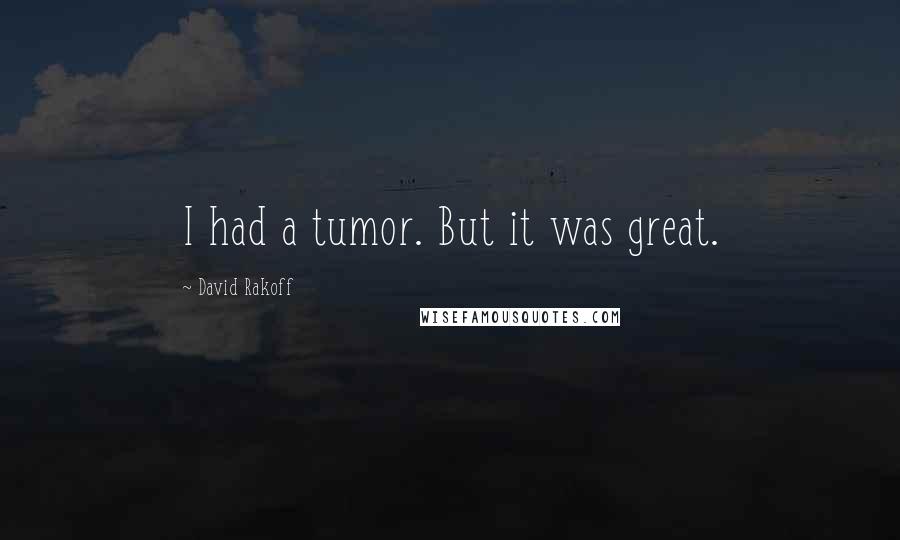 David Rakoff Quotes: I had a tumor. But it was great.