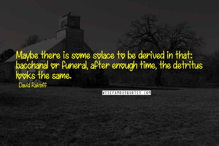 David Rakoff Quotes: Maybe there is some solace to be derived in that: bacchanal or funeral, after enough time, the detritus looks the same.