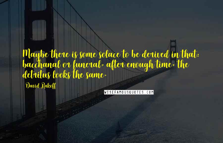 David Rakoff Quotes: Maybe there is some solace to be derived in that: bacchanal or funeral, after enough time, the detritus looks the same.