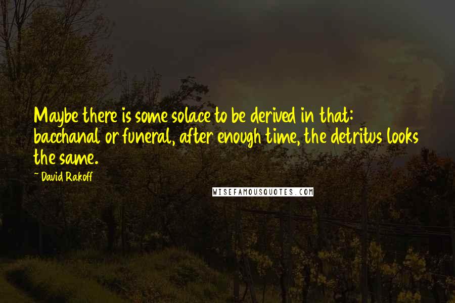 David Rakoff Quotes: Maybe there is some solace to be derived in that: bacchanal or funeral, after enough time, the detritus looks the same.