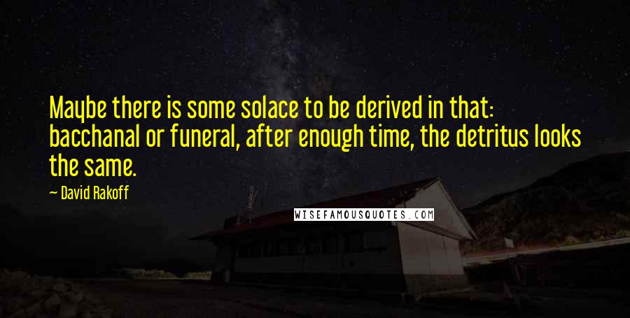 David Rakoff Quotes: Maybe there is some solace to be derived in that: bacchanal or funeral, after enough time, the detritus looks the same.