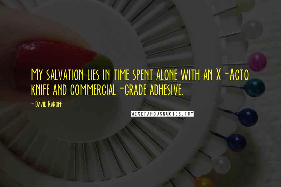 David Rakoff Quotes: My salvation lies in time spent alone with an X-Acto knife and commercial-grade adhesive.