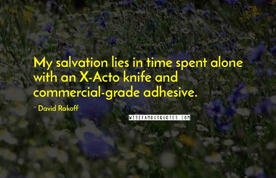 David Rakoff Quotes: My salvation lies in time spent alone with an X-Acto knife and commercial-grade adhesive.