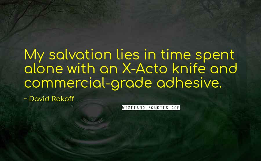 David Rakoff Quotes: My salvation lies in time spent alone with an X-Acto knife and commercial-grade adhesive.