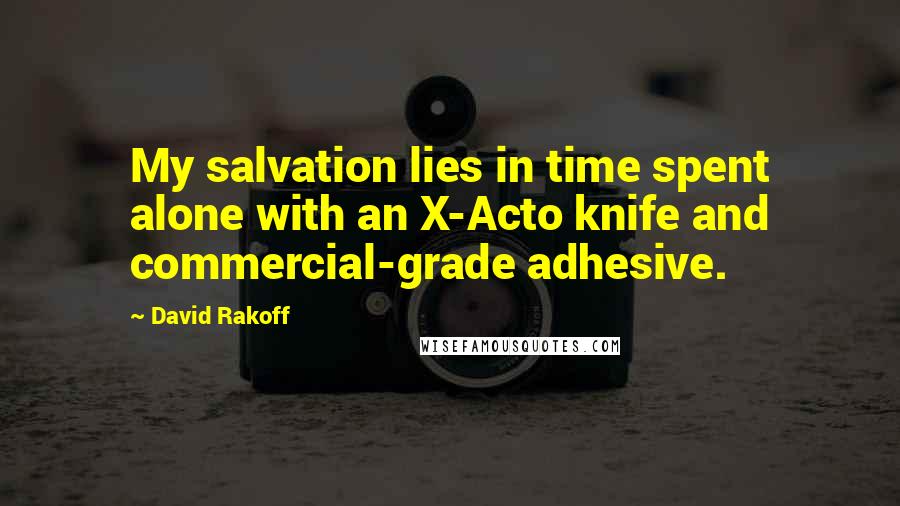 David Rakoff Quotes: My salvation lies in time spent alone with an X-Acto knife and commercial-grade adhesive.