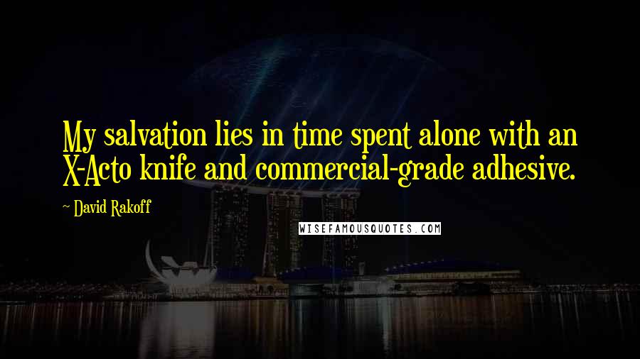 David Rakoff Quotes: My salvation lies in time spent alone with an X-Acto knife and commercial-grade adhesive.