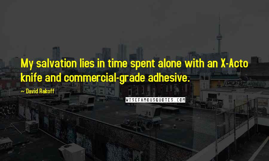 David Rakoff Quotes: My salvation lies in time spent alone with an X-Acto knife and commercial-grade adhesive.