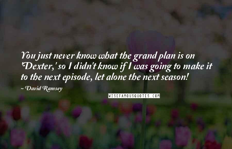 David Ramsey Quotes: You just never know what the grand plan is on 'Dexter,' so I didn't know if I was going to make it to the next episode, let alone the next season!