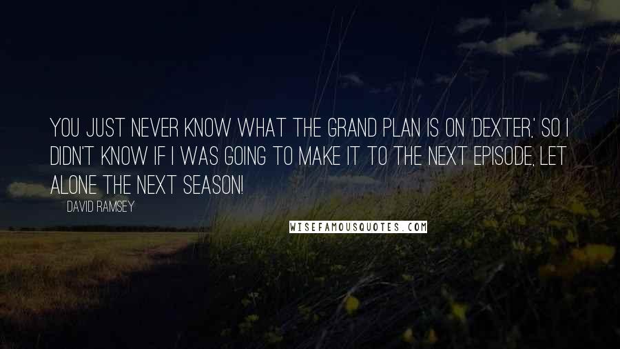 David Ramsey Quotes: You just never know what the grand plan is on 'Dexter,' so I didn't know if I was going to make it to the next episode, let alone the next season!