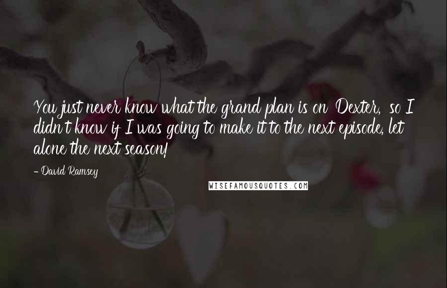 David Ramsey Quotes: You just never know what the grand plan is on 'Dexter,' so I didn't know if I was going to make it to the next episode, let alone the next season!