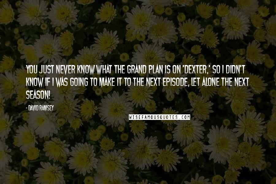 David Ramsey Quotes: You just never know what the grand plan is on 'Dexter,' so I didn't know if I was going to make it to the next episode, let alone the next season!