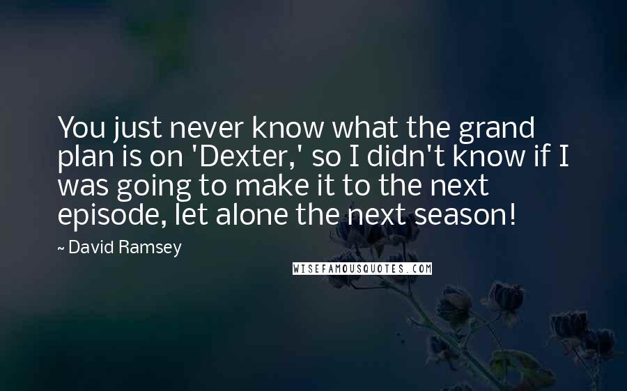 David Ramsey Quotes: You just never know what the grand plan is on 'Dexter,' so I didn't know if I was going to make it to the next episode, let alone the next season!