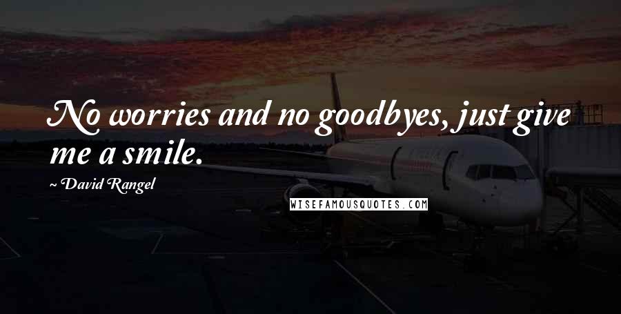 David Rangel Quotes: No worries and no goodbyes, just give me a smile.