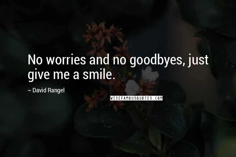 David Rangel Quotes: No worries and no goodbyes, just give me a smile.