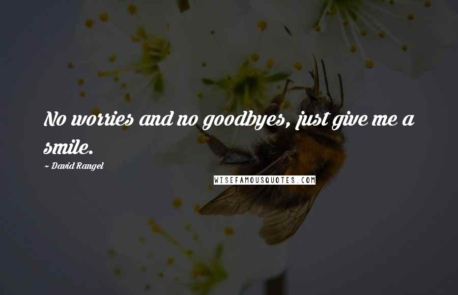 David Rangel Quotes: No worries and no goodbyes, just give me a smile.