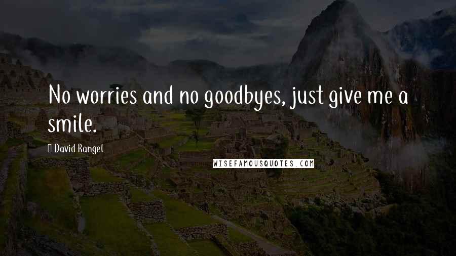 David Rangel Quotes: No worries and no goodbyes, just give me a smile.